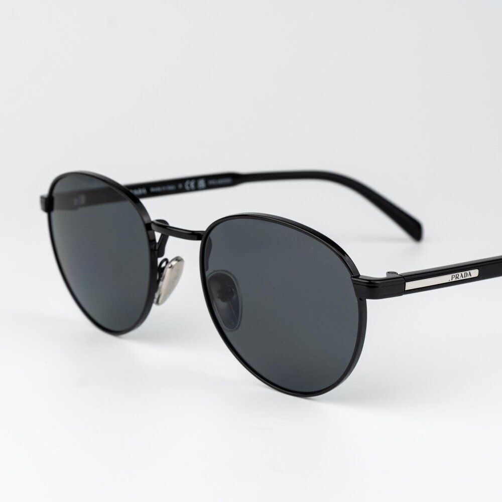 Prada Men Sunglasses Black Polarized Round PRB51S 1AB5Z1 NEW AUTHENTIC - Picture 5 of 13